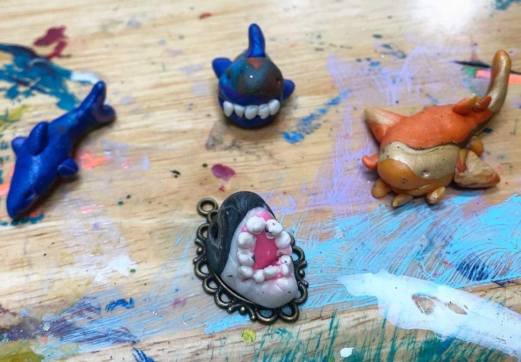 shark week activity with making sharks out of polymer clay